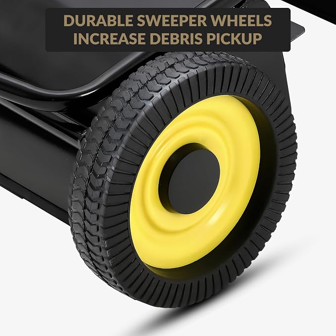 Garvee 44" Tow-Behind Lawn Sweeper – 26 cu.ft. Large-Capacity Pull-Behind Grass & Leaf Collector, Heavy-Duty Adjustable Height, Dumping Rope Design for Easy Debris Disposal, Fits Tractors & ATVs