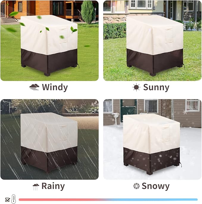ALSTER Outdoor Chair Covers 2 Pack, Patio Chair Covers(29" L x 30" W x 36" H), Upgraded Oxford Durable and Waterproof Beige Furniture Covers for Lounge Deep Seat, Rain Snow Dust Wind-Proof