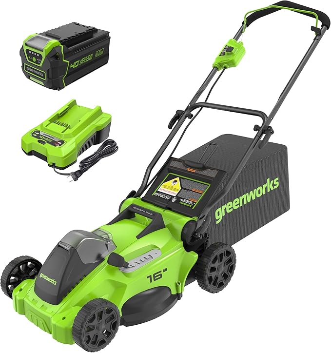 Greenworks 40V 16" TruBrushless™ Cordless Lawn Mower, 4.0Ah Battery and Charger Included & 0.065" Dual Line Replacement String Trimmer Line Spool, 3 Count