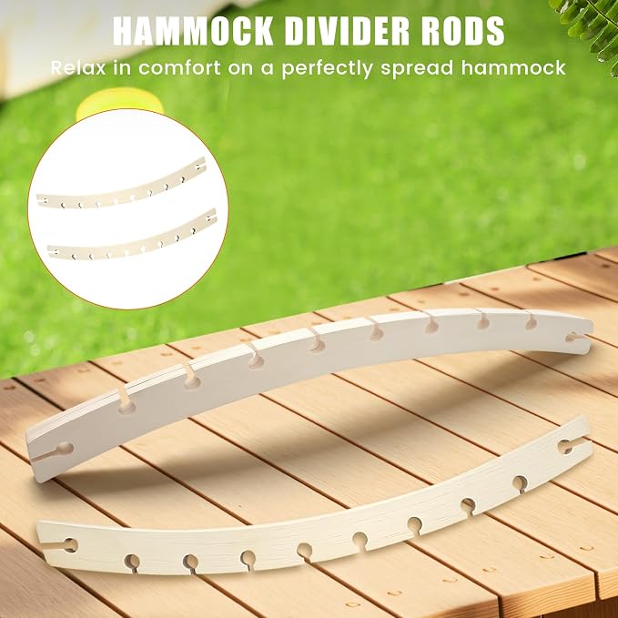 2 PCS Detachable Hammock Spreader Bars, Wooden Hammock Spreader Bar, Hammocks Durable Replacement Accessories Bars for Patio, Backyard, Camping, Garden