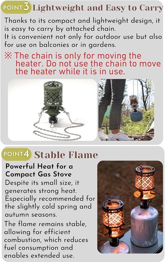 CAMPINGMOON T-HEATER GASWARE Gas Heater Propane Isobutane for Camping Outdoor Collaboration Limited Edition with EVA Case (KHNX-92+Z22)