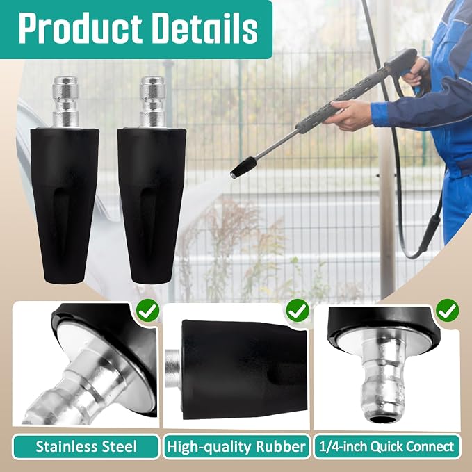 2 Pcs 2000 PSI Turbo Nozzle Pressure Washer Replacement Compatible with Greenworks 5201402, 1/4-Inch Quick Connect, Rotary Pressure Washer Nozzle