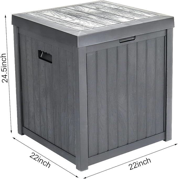 Vasitelan 51 Gallon Square Deck Storage Box Resin Outdoor Storage Container With Handles for Patio Garden Yard (Gray1)