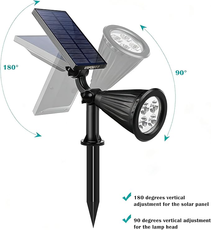 URPOWER Solar Lights Outdoor, 2-in-1 Solar Spot Lights Waterproof with 2 Lighting Modes, Adjustable Solar Powered Spotlights Auto On/Off Landscape Lights for Yard Garden Pathway, 6 Pack (Warm White)