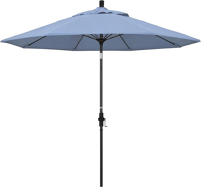California Umbrella 9' Round Crank Lift, Collar Tilt, Aluminum Pole, Fiberglass Rib Patio Umbrella,