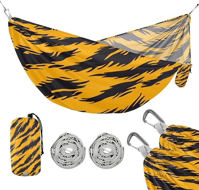 Animal Skin Leopard Yellow Black 330lb Capacity Hammocks with Portabl Carry Bag Swing Hammock for Outside Beach Patio Garden sillas para acampar