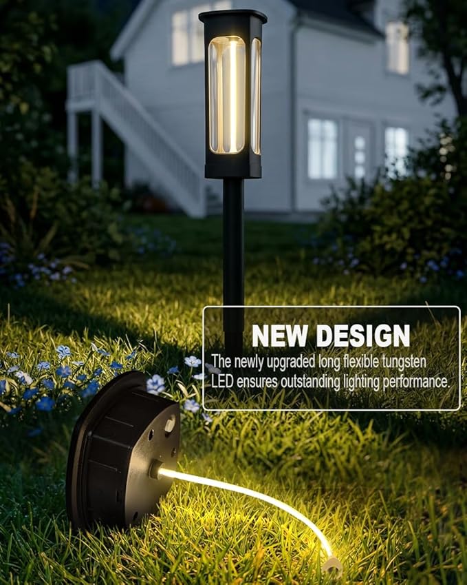 Solar Pathway Lights Outdoor - IP55 Waterproof Solar Lights Outdoor with 3000K Warm White LED, Outdoor Solar lights for Yard Patio Garden Driveway Landscape Lighting, Housewarming Gift New Home Decor