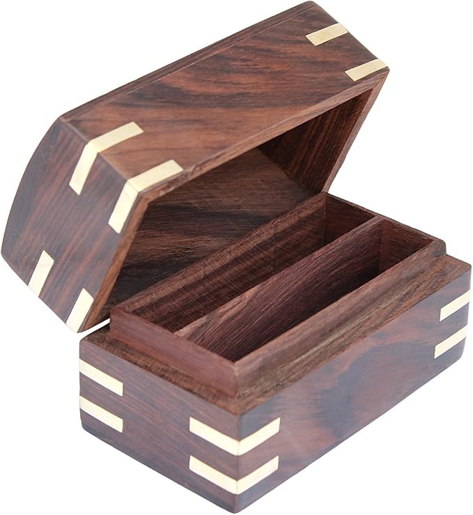 IBLAY Wooden Double Deck Playing Card Box Holder - Solid Wood Storage Case for 2 Poker or Bridge Decks, Handmade Card Organizer, Decorative Travel-Friendly Gift