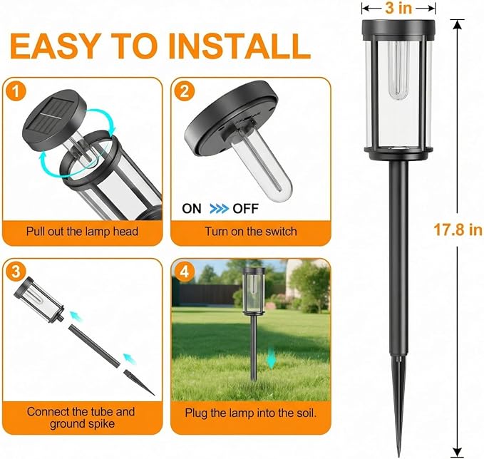 Sparkblaze 2 Pack Solar Pathway Lights Outdoor, Modern Classic Solar Garden Lights, Auto On/Off Landscape Lighting for Yard, Lawn, Patio, Walkway, Waterproof Solar Stake Lights. (2, Cold White)