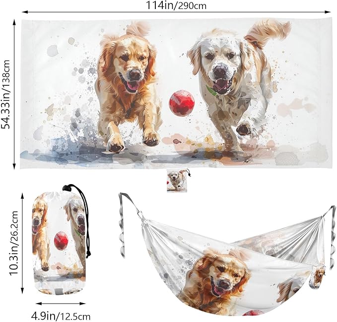 FRMG Dog Camping Hammock 500 lbs Capacity Portable Hammocks with Tree Straps & Attached Carry Bag, Camping Essentials Gear A0900164 a