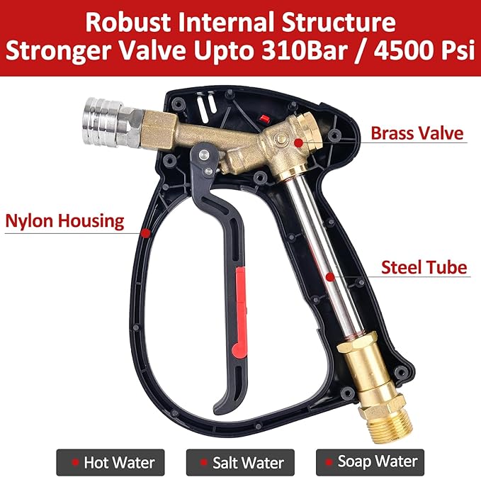 High Pressure Washer Spray Gun & Foam Cannon 32oz & Kink Resistant Hose 32ft Kit, Short Handheld & Water Hose Set, Compatible with Some of Ryobi, Greenworks, CRAFTSMAN Portland Most Brand Power Washer