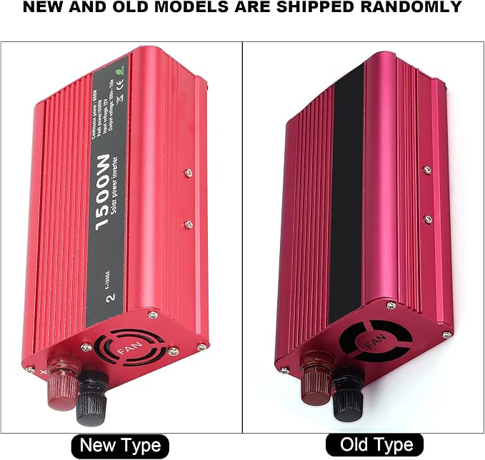 1500 Watt Inverter, Inversor de Corriente 12V DC A 110V, Power Inverter, with 3.1 A USB Port, for in Car Us, Vehicles, Red