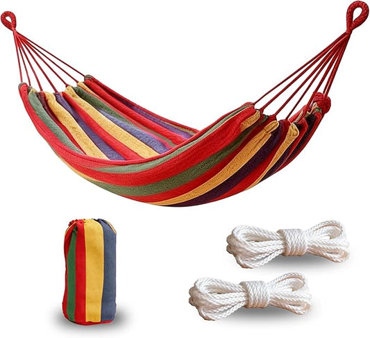 Outdoor Amacas Garden Camping Hammocks Portable for Patio Yard Porch Travel | Hammock Nylon Hiking Beach Backpack Survival Travel- Up to 300lbs with Tree Straps