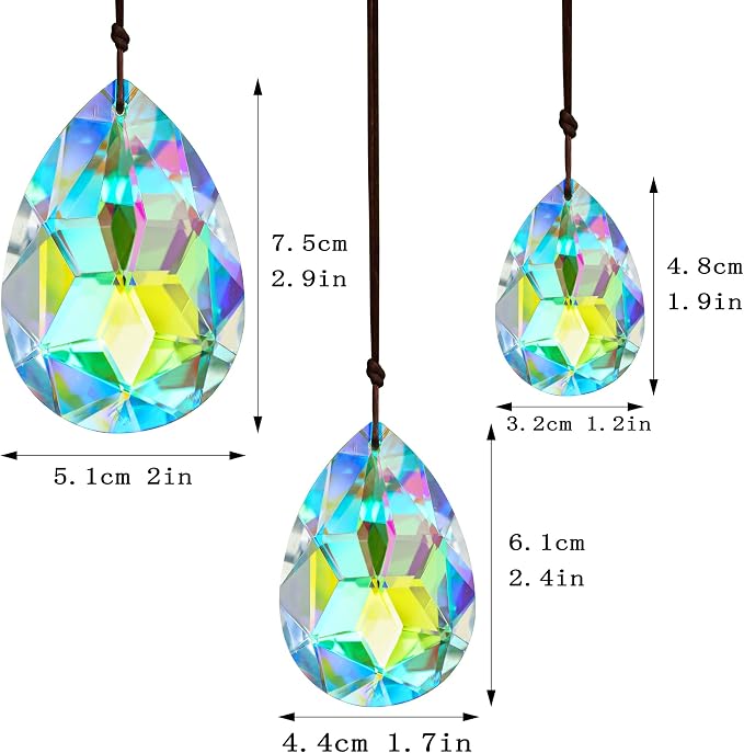 3 Pcs Colorful Bauhinia Crystal Prisms Suncatcher Chandelier Window Decor | Colorful Bauhinia Crystal Prisms Suncatcher Rainbow Maker 2 2.5 3 Inch for Window Chandelier Tree Decor