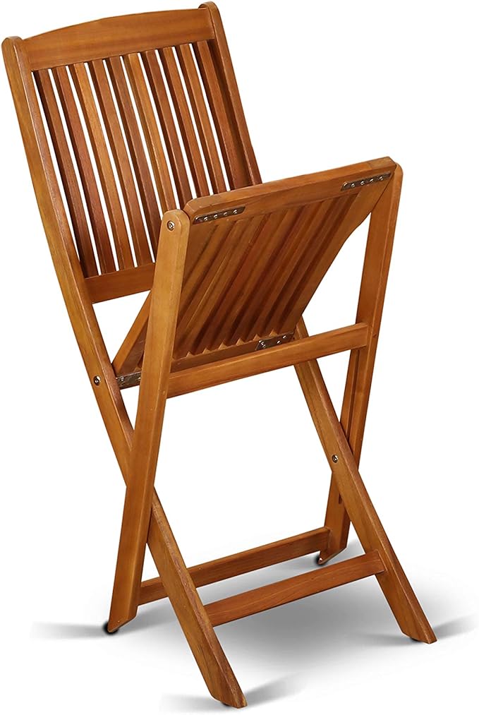 East West Furniture DICM7CWNA 7 Piece Patio Dining Set Consist of an Oval Outdoor Acacia Wood Table and 6 Folding Side Chairs, 36x60 Inch, Natural Oil