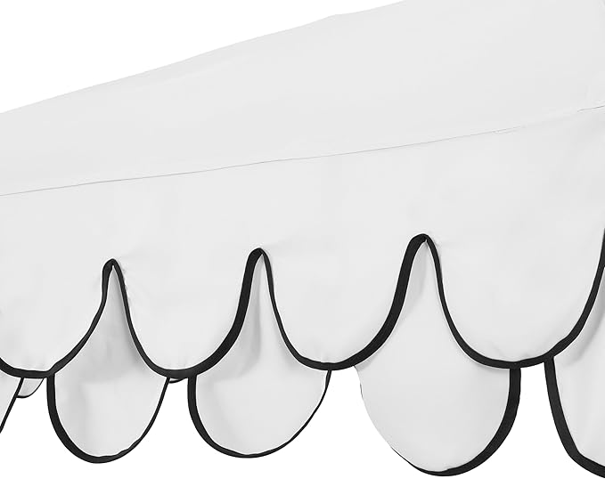 JONATHAN Y Tracy 9 ft. Outdoor Patio Umbrella with Scalloped Edge, Coastal Market Table Umbrella with Crank Lift and Tilt, 8 Sturdy Ribs UV Resistant for Pool, White, White Pole UMB1002D