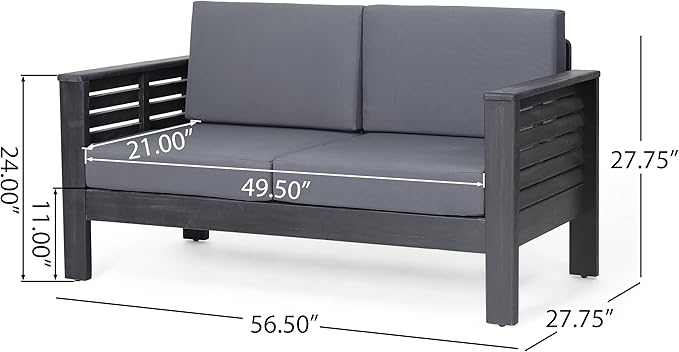 Merax Outdoor Acacia Wood Loveseat and Coffee Table Patio Conversation Set with Cushions