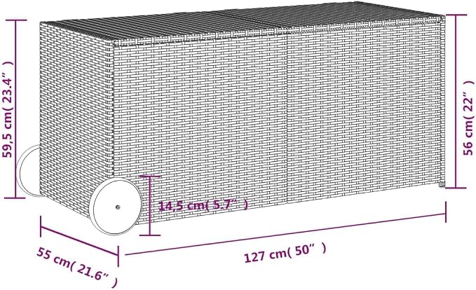 Outdoor Storage Box Poly Rattan Garden Deck Chest with Zipped Liner and Gas Lift Mechanism for Patio Furniture Cushions and Pillows Large Wicker Trunk in Various (127 x 55 x 56/59.5 cm)