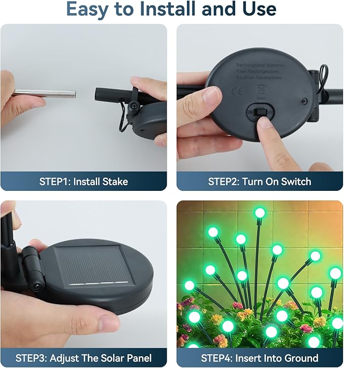 Slyuexu Solar Garden Lights Outdoor Waterproof, 2 Pack 16 LED Swaying Firefly Lights Outdoor Decor Light for Pathway Party Christmas Decoration, Unique Gifts for Women, Green