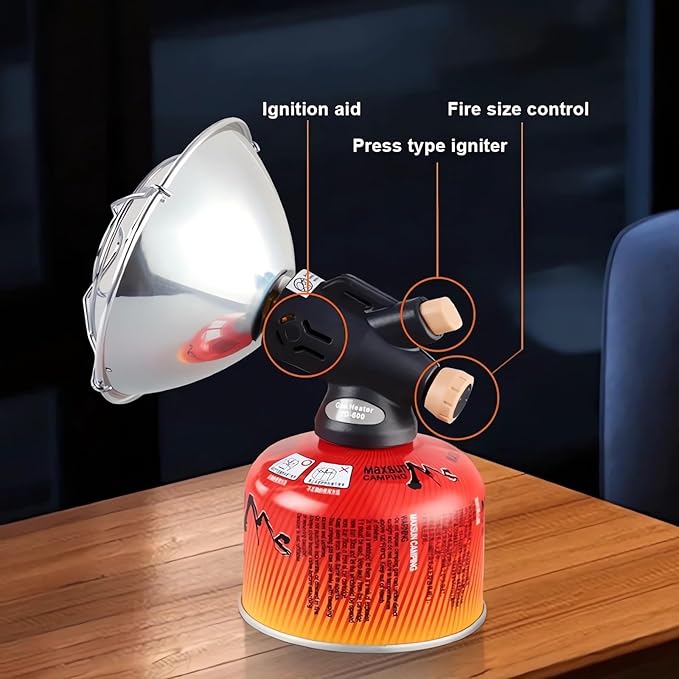 2026 New Mini Portable Outdoor Heater Little Tiny Portable Mini Small Propane Heater Outdoor Tent Butane Gas Heater for Camping Tents Heaters Propane Heating Cannon Ice Fishing with 2 Adapter (A)