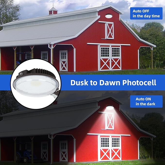 70W LED Barn Light,Dusk to Dawn Outdoor Lighting with Photocell and Mount arm, 5000K Daylight 10500LM,IP65 Waterproof Adjustable Angle Outdoor Flood Light for Yard Garage Securtity Area
