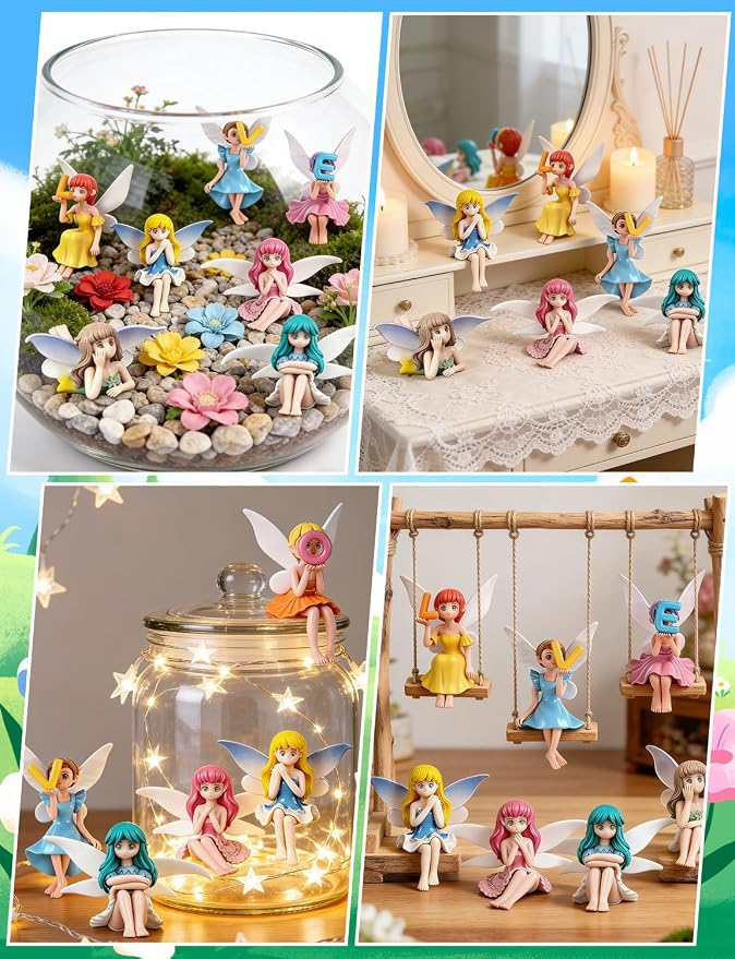 16Pcs Mini Fairy Garden Accessories Outdoor, Fairies for Fairy Garden | Small Fairies Figurines, For Decor Cake