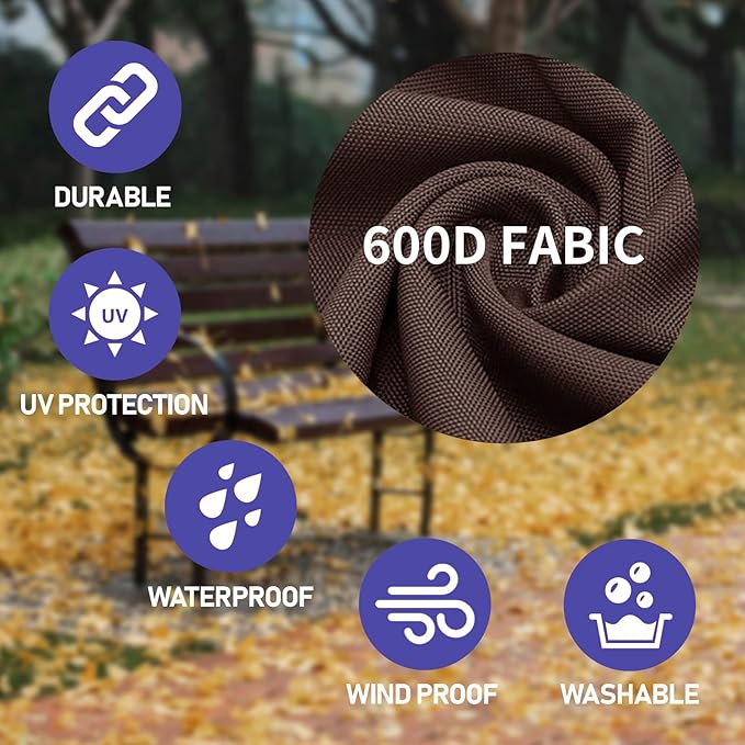 Roastove Waterproof Patio Chair Covers, Lounge Deep Seat Cover, Heavy Duty and Waterproof Outdoor Lawn Patio Furniture Covers,Beige & Brown, Fits up to 30W x 32D x 32H inches(2Pack)…