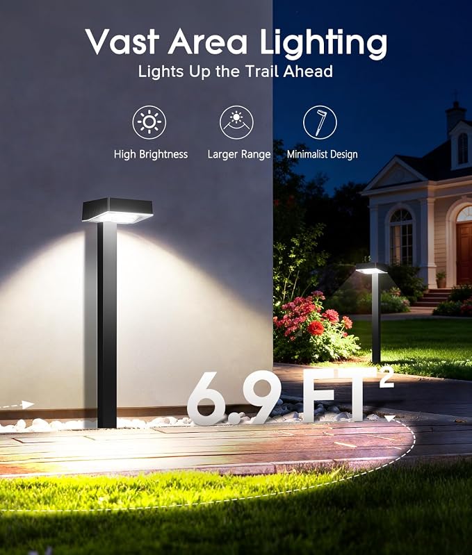 ELECLINK Solar Pathway Lights Outdoor, 8 Pack Garden Lights Solar Powered Path Lights with Larger LED Lens, 2 Light Modes Waterproof Outdoor Solar Light for Yard Driveway Walkway Landscape, Cool White