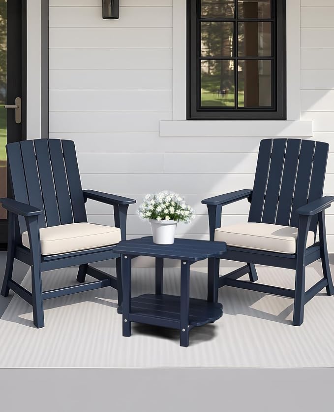 Outvita Outdoor Side Table, 2-Tier HDPE Adirondack Small Side Tables Weather Resistant Patio End Table for Backyard Poolside Porch Balcony