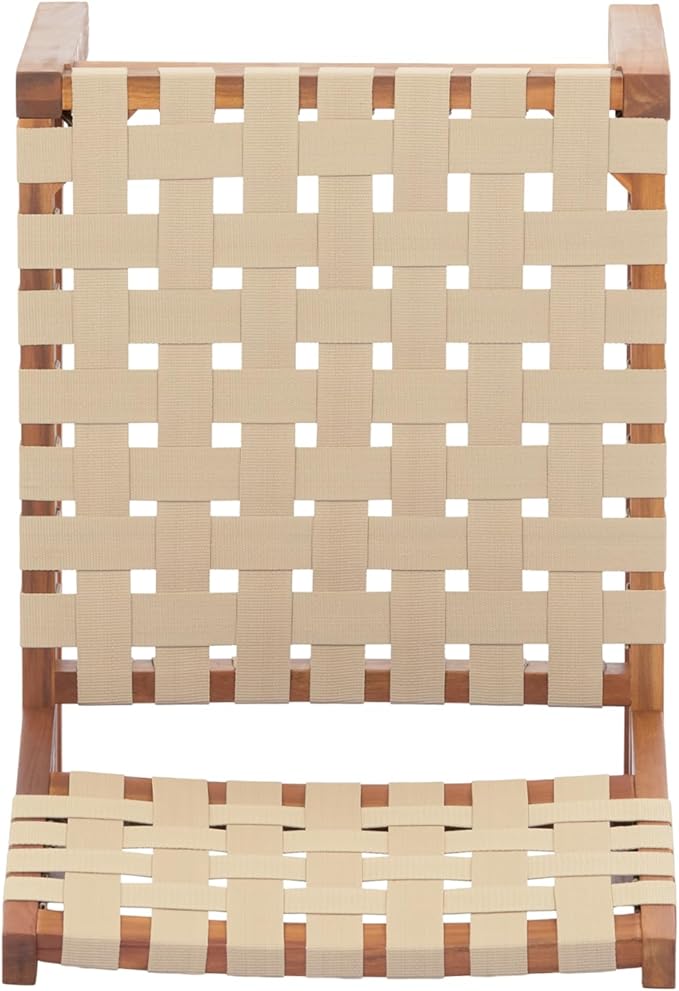 Christopher Knight Home Balew Acacia Wood Patio Dining Set for 4, Solid Wood Outdoor Dining Table Set for 4, 5 Piece Outdoor Dining Set with Rectangular Table and Woven Rope Accents, Teak+Beige