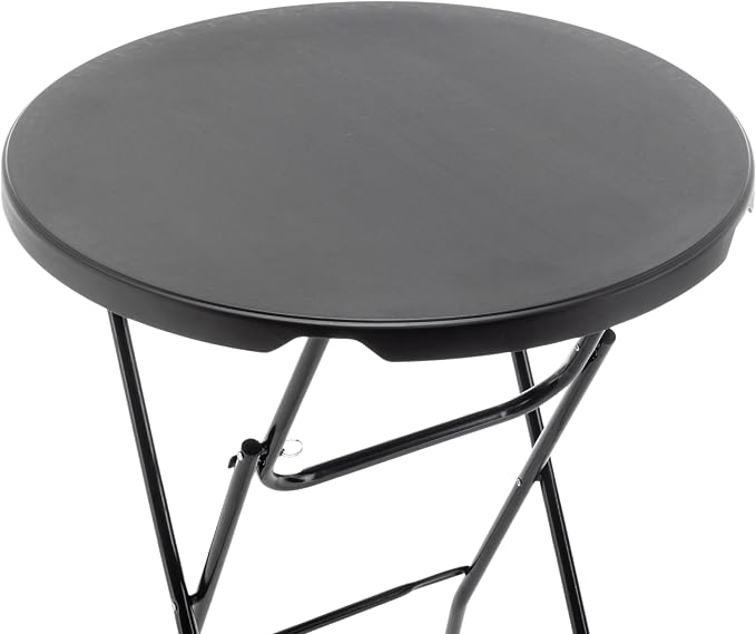 BTEXPERT Set of 2, Black 2.63 Foot Round Plastic Bar Height Folding Table Indoor Outdoor Accessory for Patio Backyard Dining Wedding Party Events Home Kitchen