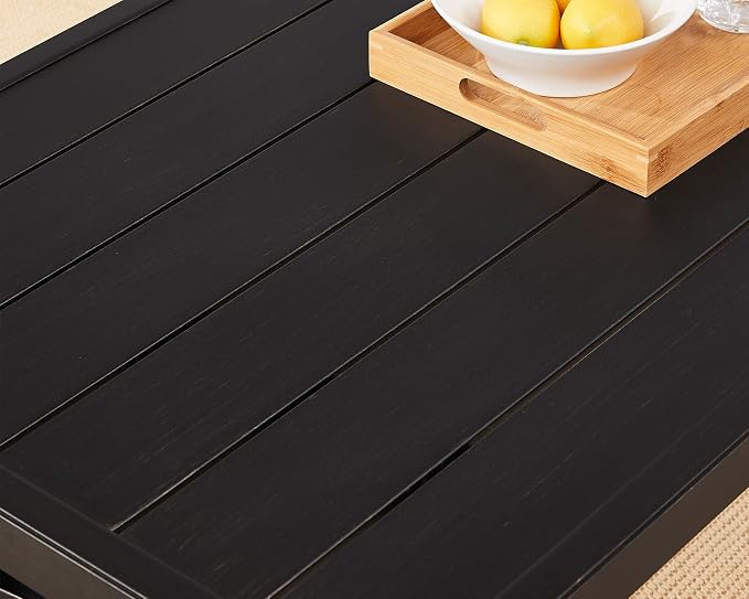 Ulax furniture Patio Side Table Square Outdoor End Table Outside Coffee Bistro Table, Black