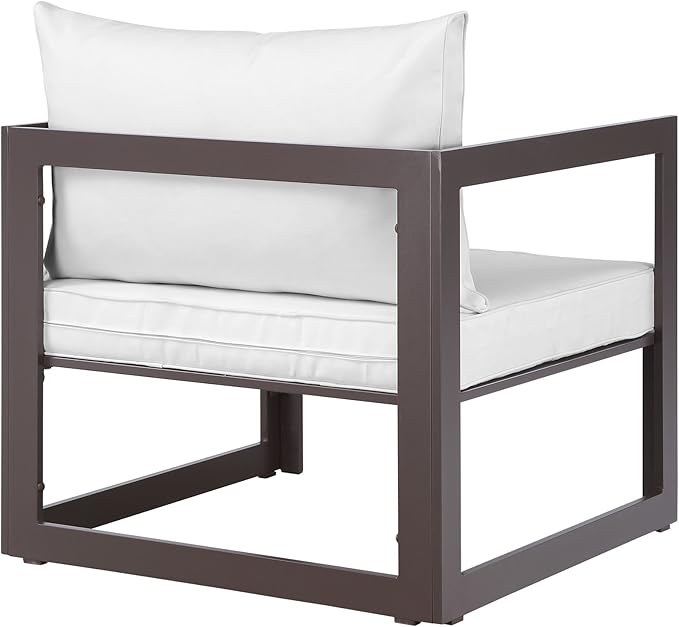 Modway EEI-1517 Fortuna Aluminum Outdoor Patio Armchair in Brown White