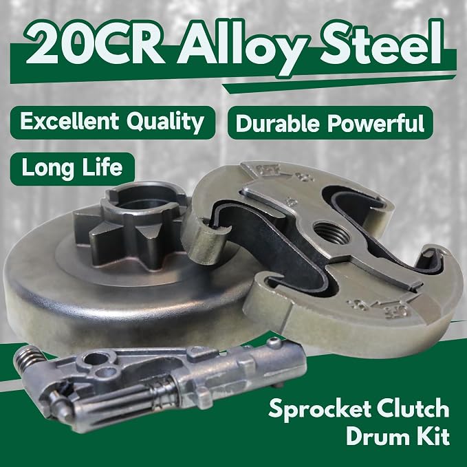 Clutch Drum Sprocket .325 7T Assembly Oil Pump Worm Gear kit for Husqvarna 455 455E 460 Rancher 461 Jonsered CS2255 Chainsaw Replacement Parts 537291702 537291604 537110503 537105504 537252901