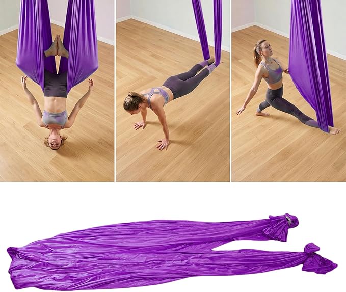 Aerial Hammock Set, Soft Elastic Polyester Swing for Fitness, Stretching and Meditation, 157.5x110.2in for Home or Studio Use