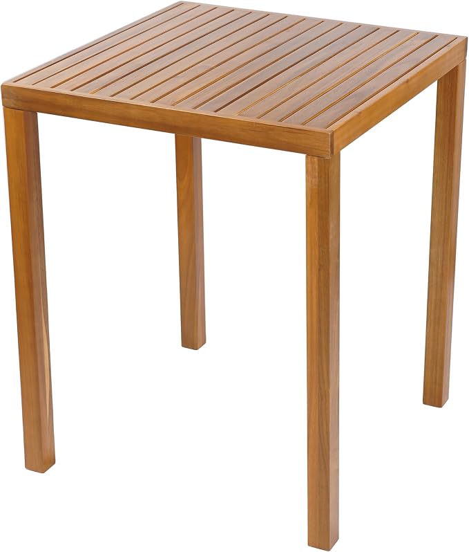 Christopher Knight Home Gree Acacia Wood Outdoor Bar Table, Wooden Patio Bar Height Table, Square Kitchen Coffee Bar Table, Patio Furniture Set, Teak
