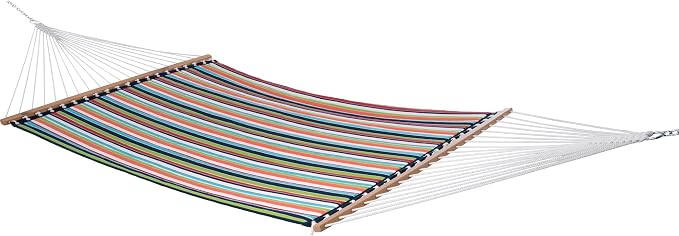 Vivere Fade and Weather-Resistant Quilted Hammock with Spreader Bars - 450 lb Weight Capacity