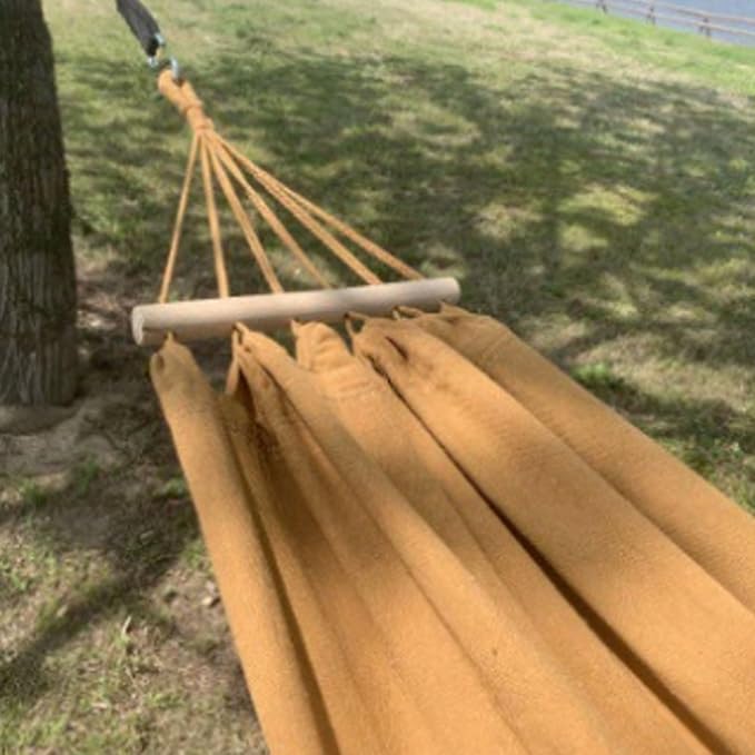 Portable Canvas Hammock Outdoor Travel Camping Leisure Belt Balance Stick Lightweight Portable Tree Hanging Hammock Comfortable(Green)