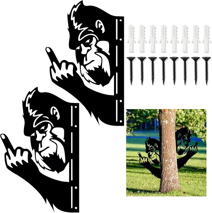 2 Pack 13 Inch Bigfoot Yard Decor, Funny Metal Sasquatch Signs | Two funny Bigfoot metal signs for fences, trees, posts, porches, cabins, garages, yards and man caves