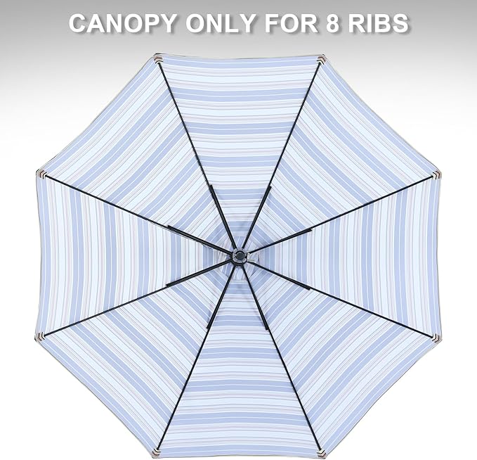MASTERCANOPY Patio Umbrella 10 ft Replacement Canopy for 8 Ribs-Black and Red stripe Canopy Only