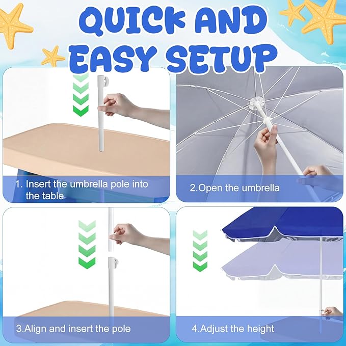 Dansydaisy Beach Umbrella for Water Table, Picnic Table Shade, 47 Inch Replacement Portable Outdoor Umbrella, UV Protection for Sand Play Camping Patio Garden, Tables Not Included