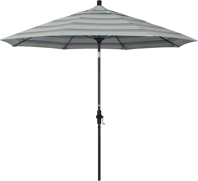 California Umbrella 9' Round Crank Lift, Collar Tilt, Aluminum Pole, Fiberglass Rib Patio Umbrella,
