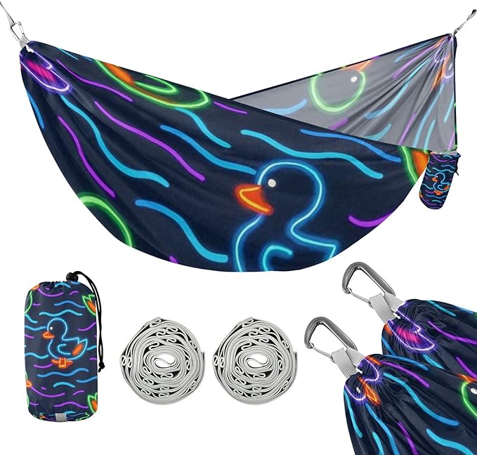 Cute Animal Fluorescent Duckling 330lb Capacity Outdoor Hammock with Tree Straps Backyard Hammock for Outside Camping Essentials hamacas para adultos con soporte