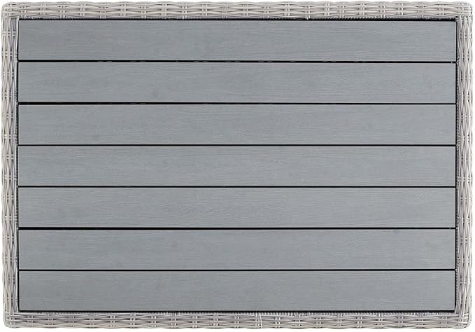 Modway Conway 32" Modern Rattan Outdoor Coffee Table in Light Gray