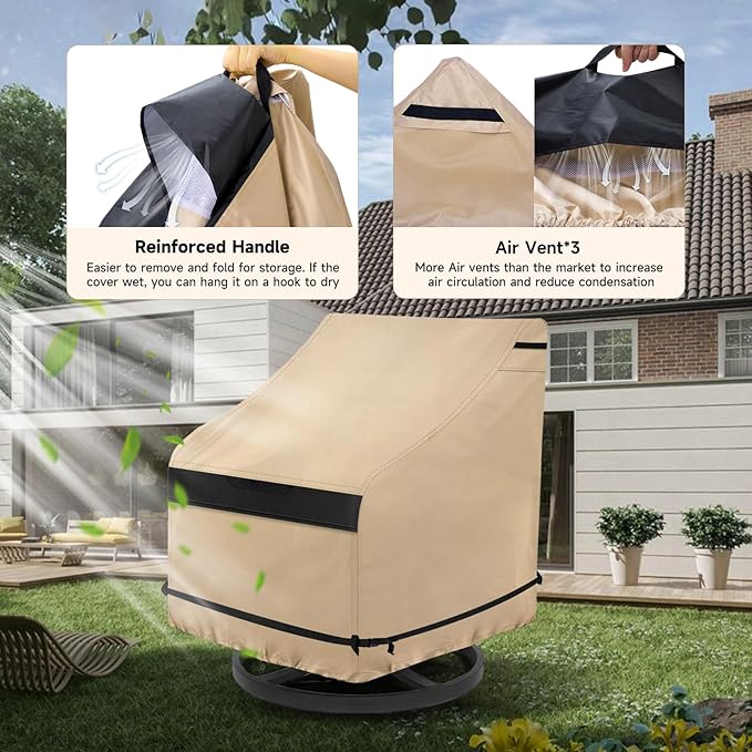 NEVERLAND Outdoor Chair Covers, Patio Swivel Chair Cover Waterproof,Heavy Duty Patio Lounge Deep Seat Cover, Outdoor/Lawn Furniture Covers 2 Pack- 31.5 W x 33.5 D x 36 H inches (Golden)