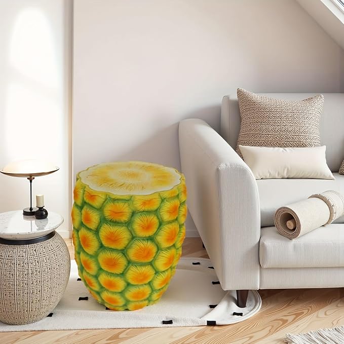 Pineapple Shaped Resin Stool 14" – Outdoor Garden Stool, Side Table & Plant Stand | Weather-Resistant Tropical Decor for Patio, Balcony, Living Room, Indoor & Outdoor Use (Pineapple)
