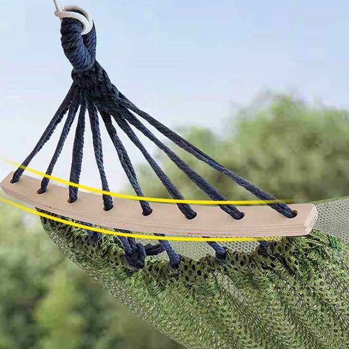 Portable Polyester Hammock Mesh Breathable Outdoor Camping Lightweight with Balance Bar Portable Tree Hanging Hammock Comfortable(White)