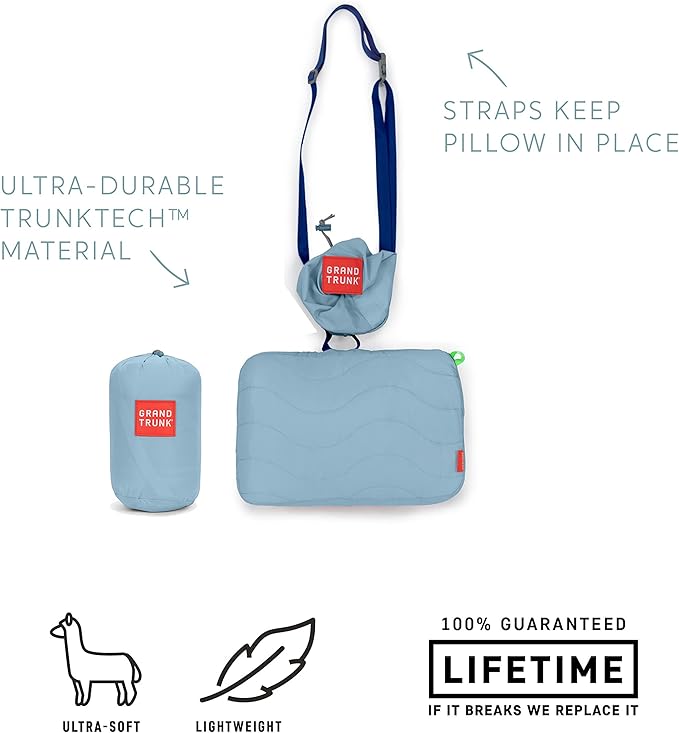 Grand Trunk Siesta Hammock Pillow | Lightweight & Ultra-Soft Camping Pillow with Adjustable Strap | 40D Nylon Diamond Ripstop | Integrated Stuff Sack | Storm
