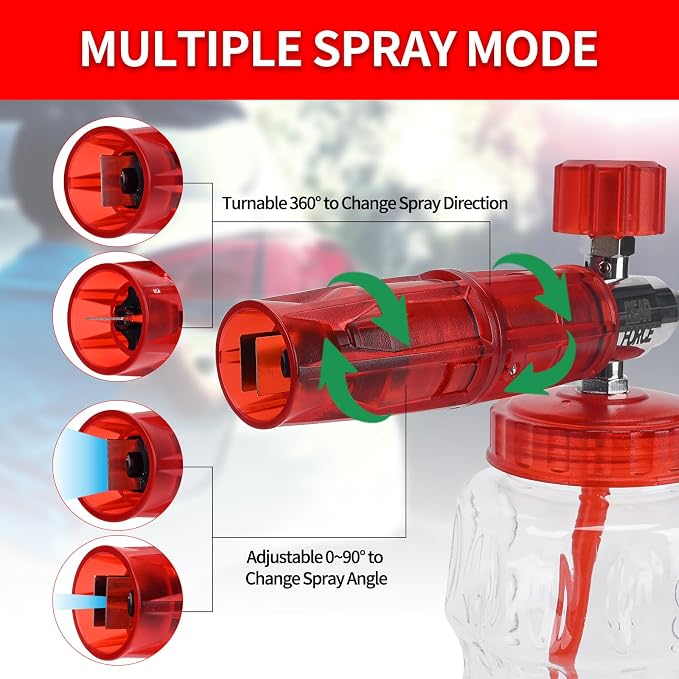 High Pressure Washer Spray Gun & Foam Cannon 32oz & Kink Resistant Hose 32ft Kit, Short Handheld & Water Hose Set, Compatible with Some of Ryobi, Greenworks, CRAFTSMAN Portland Most Brand Power Washer