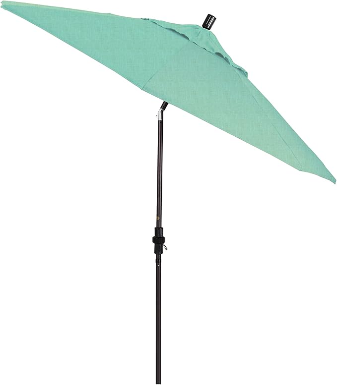 California Umbrella 9' Round Aluminum Pole Fiberglass Rib Market Umbrella, Crank Lift, Collar Tilt, White Pole, Sunbrella Canvas